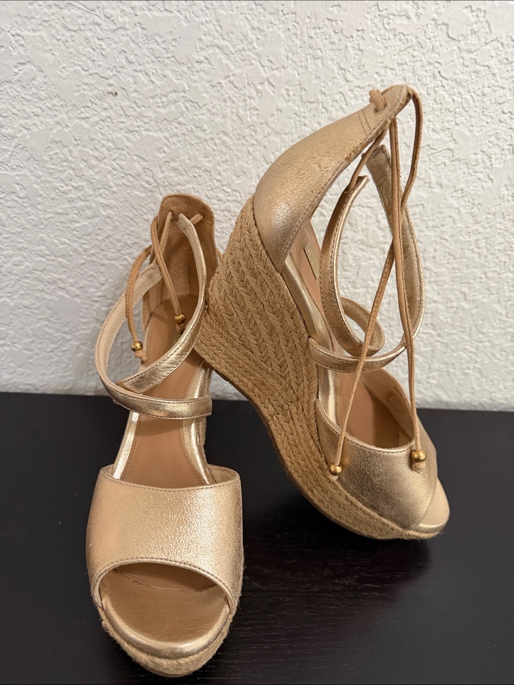 Wedge Espadrille Sandals in Metallic Gold - Women
